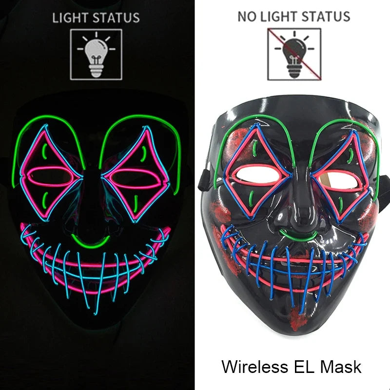 Light-Up LED Halloween Mask Unisex Cosplay Costume Party