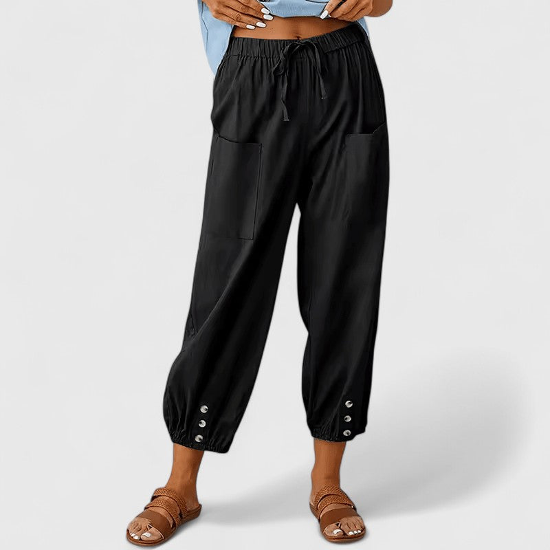 Women's Wide-Leg Pants Linen-Cotton Blend