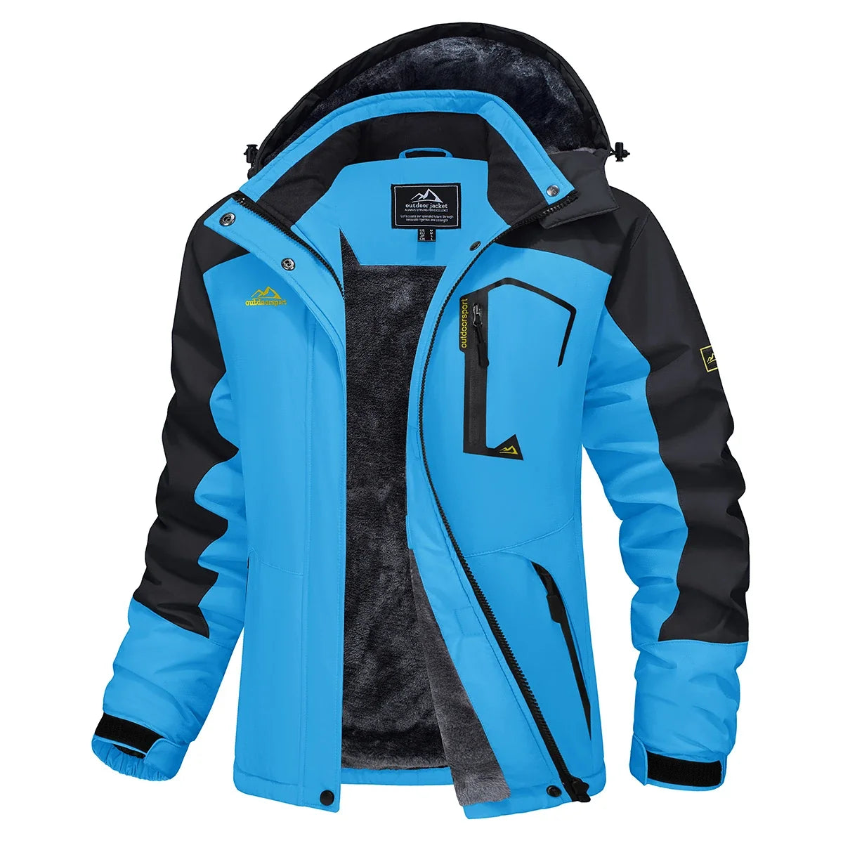 Parka impermeable forrada de forro polar para mujer con capucha integrada