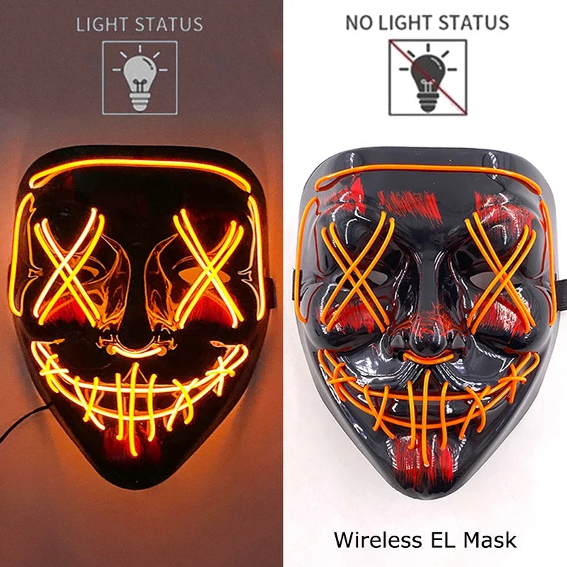 Light-Up LED Halloween Mask Unisex Cosplay Costume Party