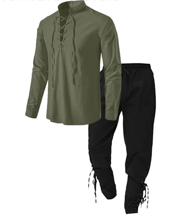 Medieval Pirate Shirt & Trousers Set Men's Halloween Cosplay