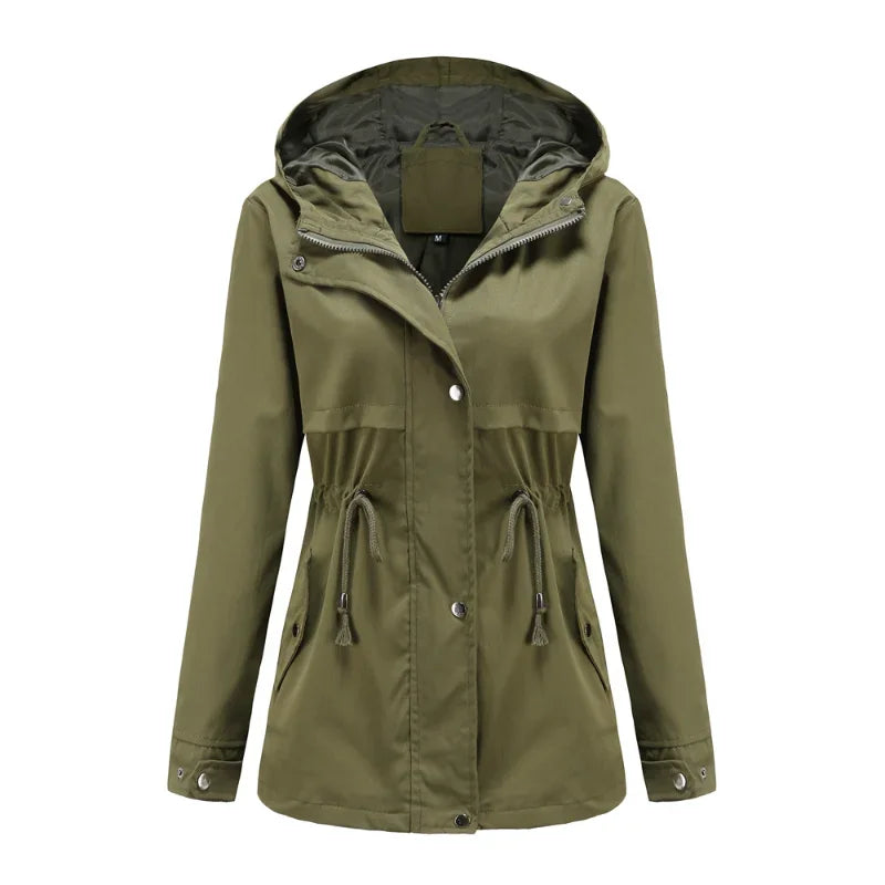 Cappotto impermeabile con cappuccio da donna