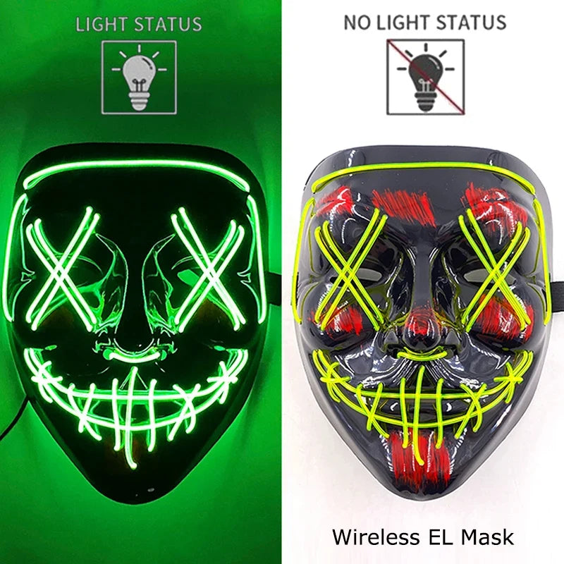 Light-Up LED Halloween Mask Unisex Cosplay Costume Party