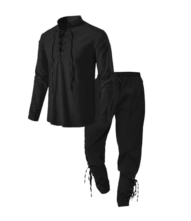 Medieval Pirate Shirt & Trousers Set Men's Halloween Cosplay
