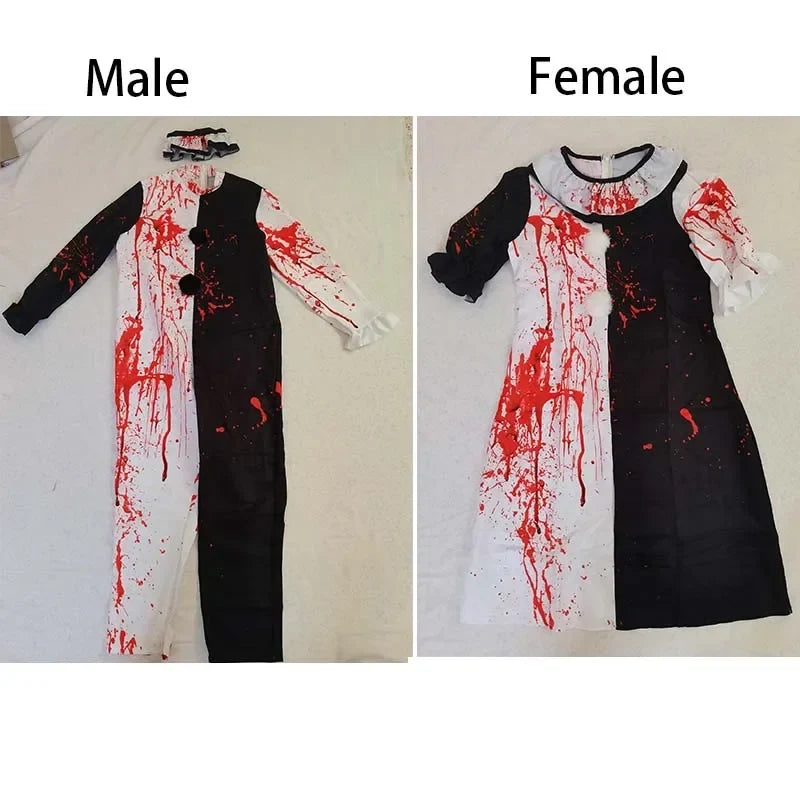 Bloody Clown Costume Men's & Women's Halloween Horror Carnival