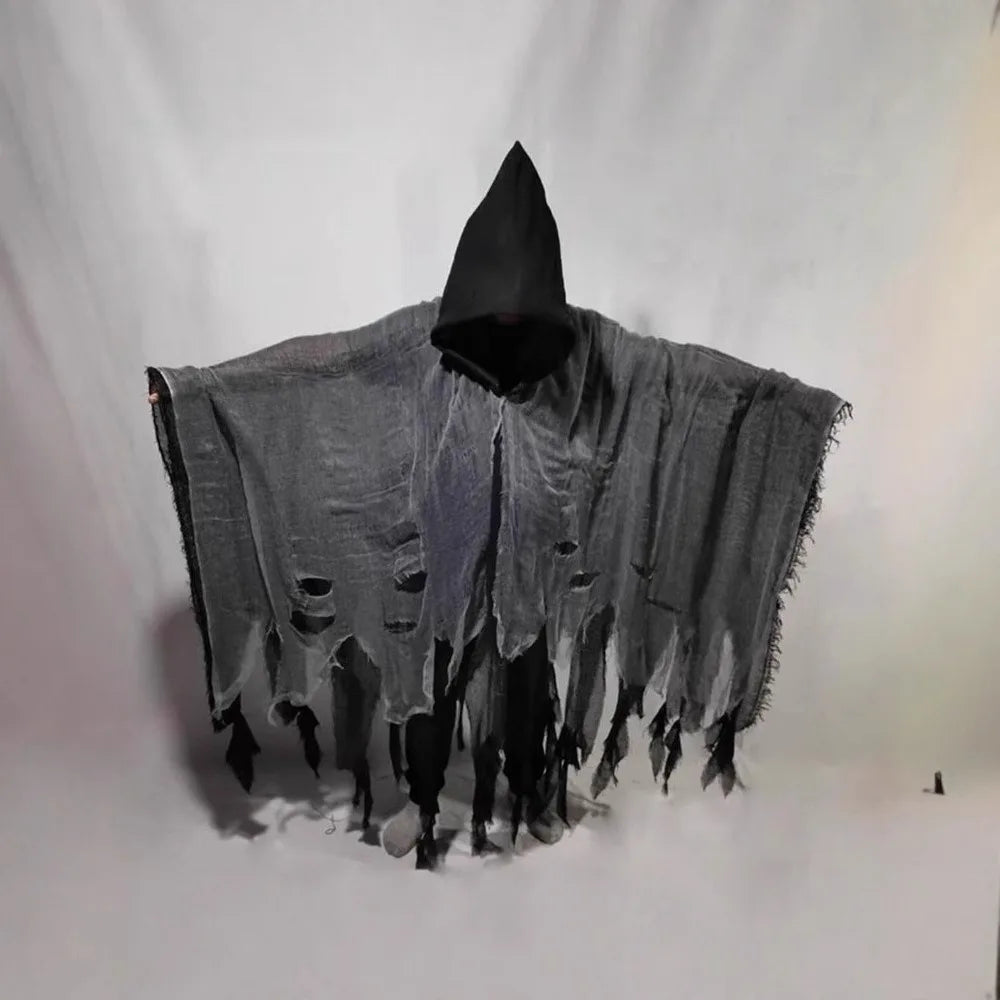 Frayed Ghost Cape with Hood Unisex Halloween Horror Cosplay