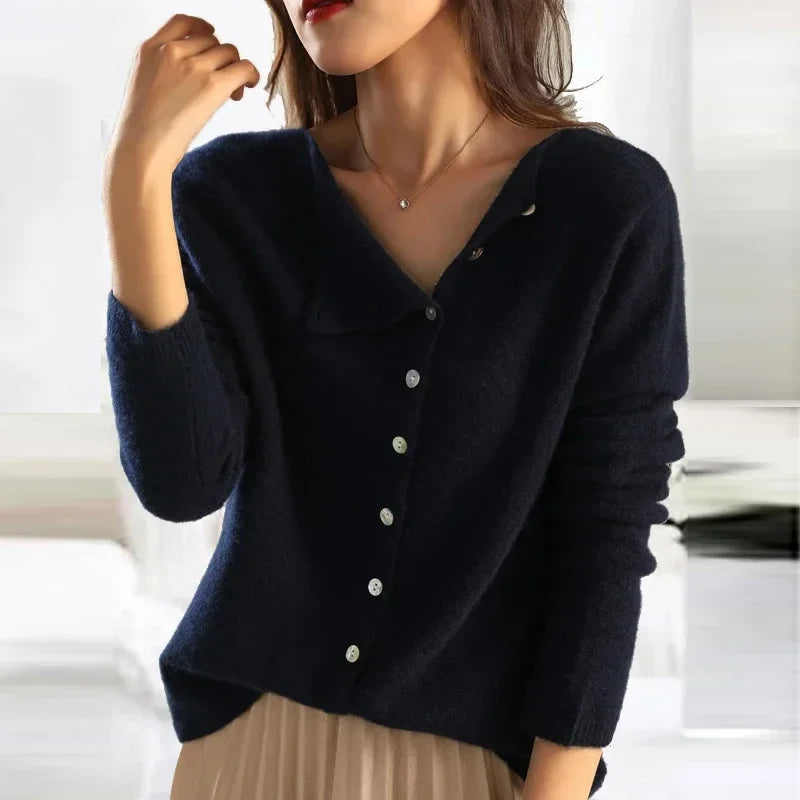 Suéter de punto de cachemira para mujer, elegante, cálido y para el día a día