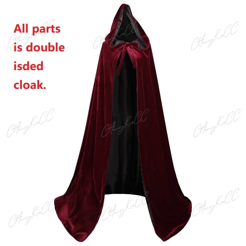 Velvet Hooded Cape Unisex Halloween Cosplay Witch Costume