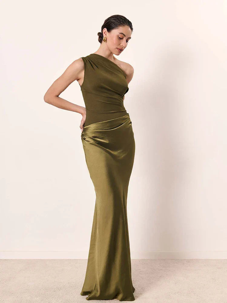 Sophia | Vestido largo con cinturilla en satén