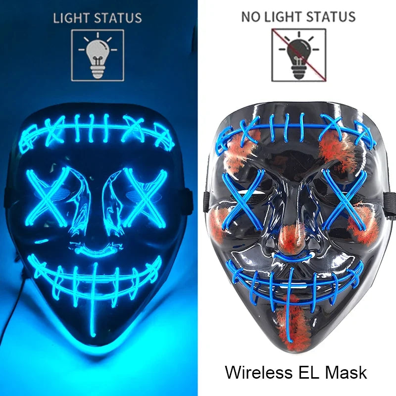 Light-Up LED Halloween Mask Unisex Cosplay Costume Party