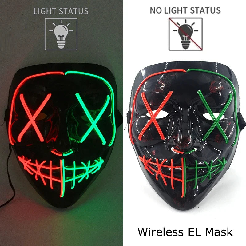 Light-Up LED Halloween Mask Unisex Cosplay Costume Party