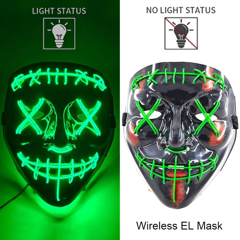 Light-Up LED Halloween Mask Unisex Cosplay Costume Party