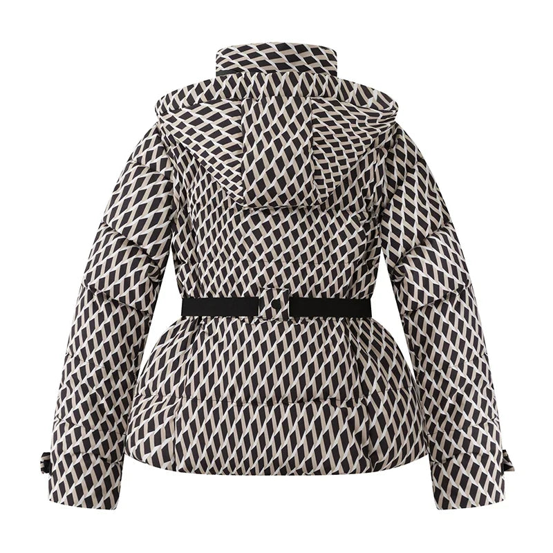 Women's Belted Slim-Fit Hooded Down Jacket