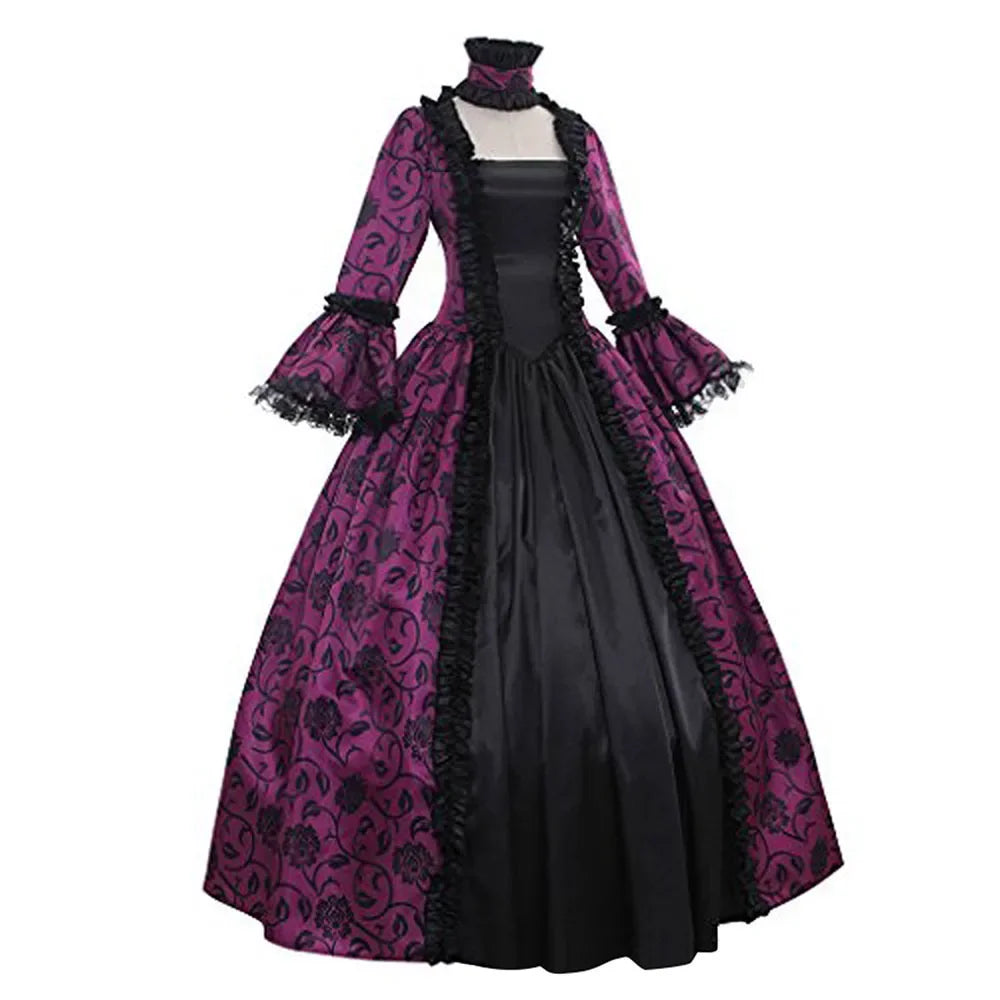 Gothic Medieval Queen Dress Women's Halloween Masquerade Cosplay
