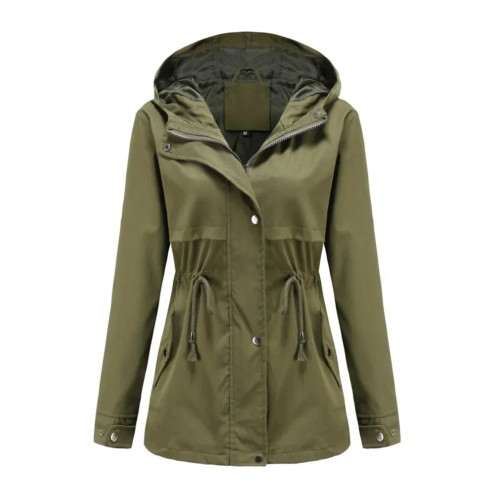 Cappotto impermeabile con cappuccio da donna