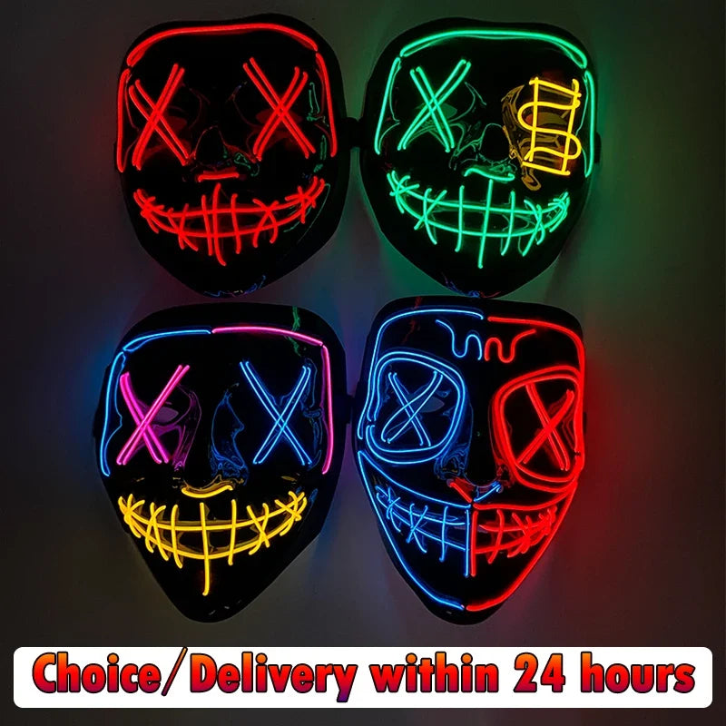 Light-Up LED Halloween Mask Unisex Cosplay Costume Party