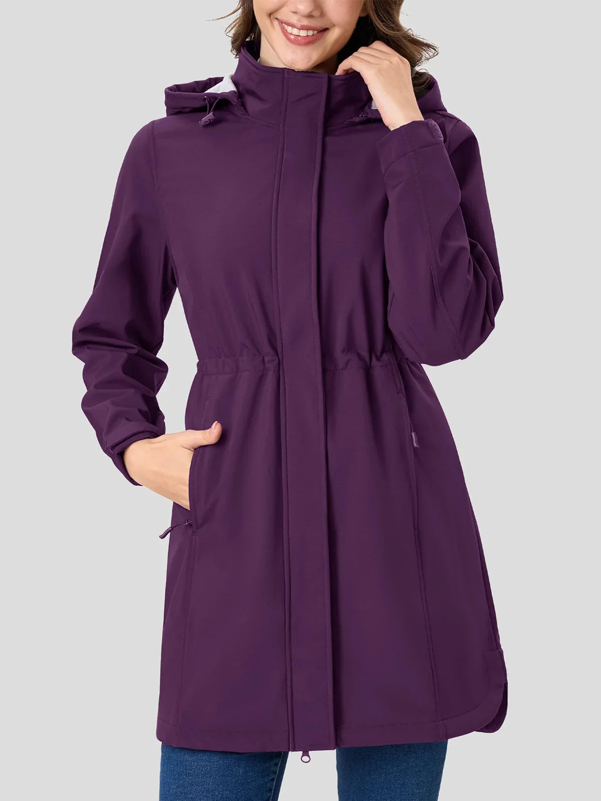 Chaqueta softshell con capucha y forro polar para mujer