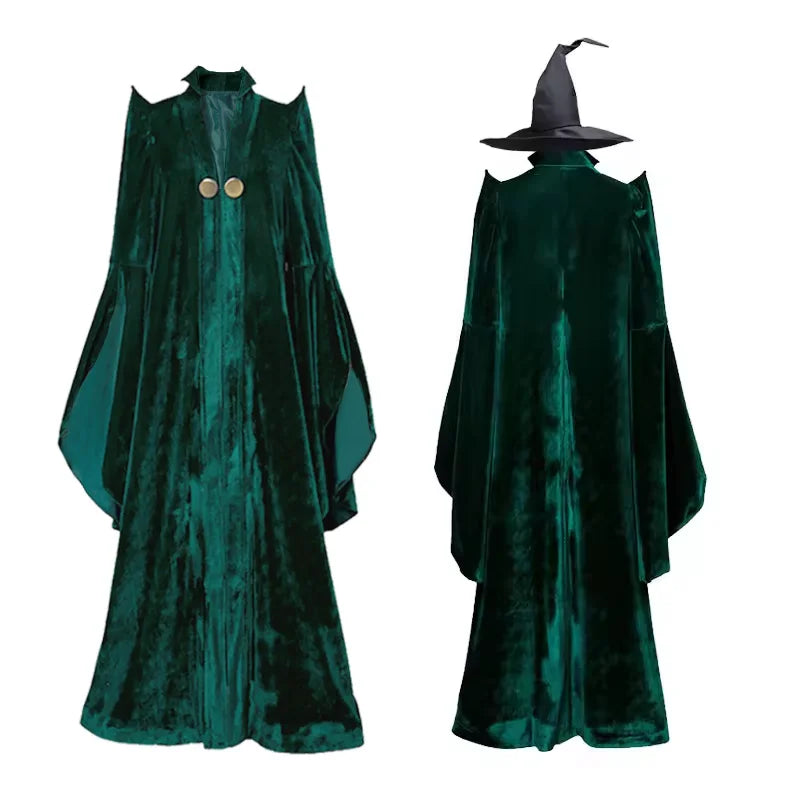 Witch Professor Robe & Hat Set Halloween Cosplay Costume