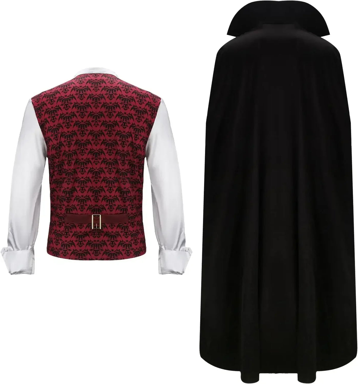 Gothic Vampire Costume Set Men's Halloween Cosplay Cape & Shirt