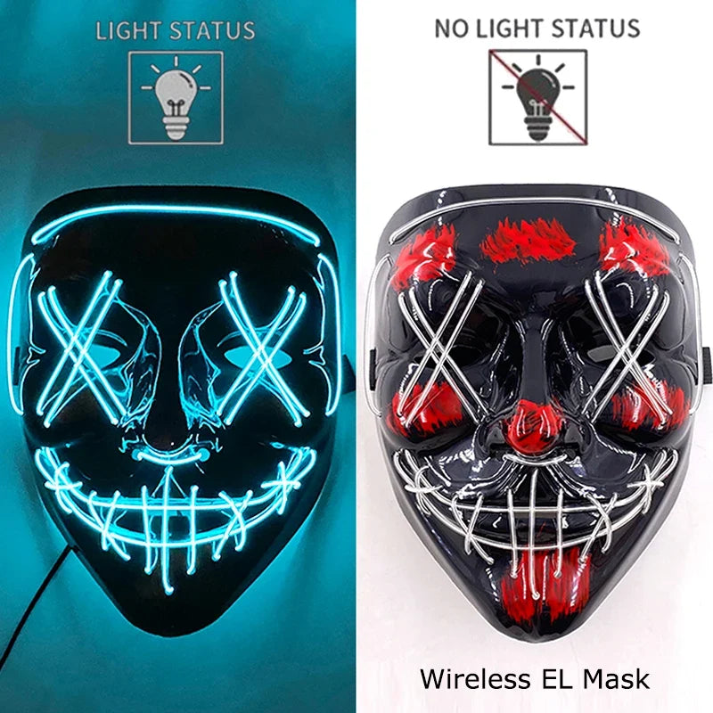 Light-Up LED Halloween Mask Unisex Cosplay Costume Party