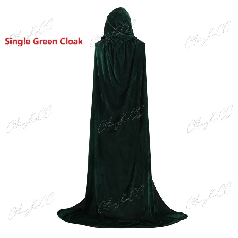 Velvet Hooded Cape Unisex Halloween Cosplay Witch Costume