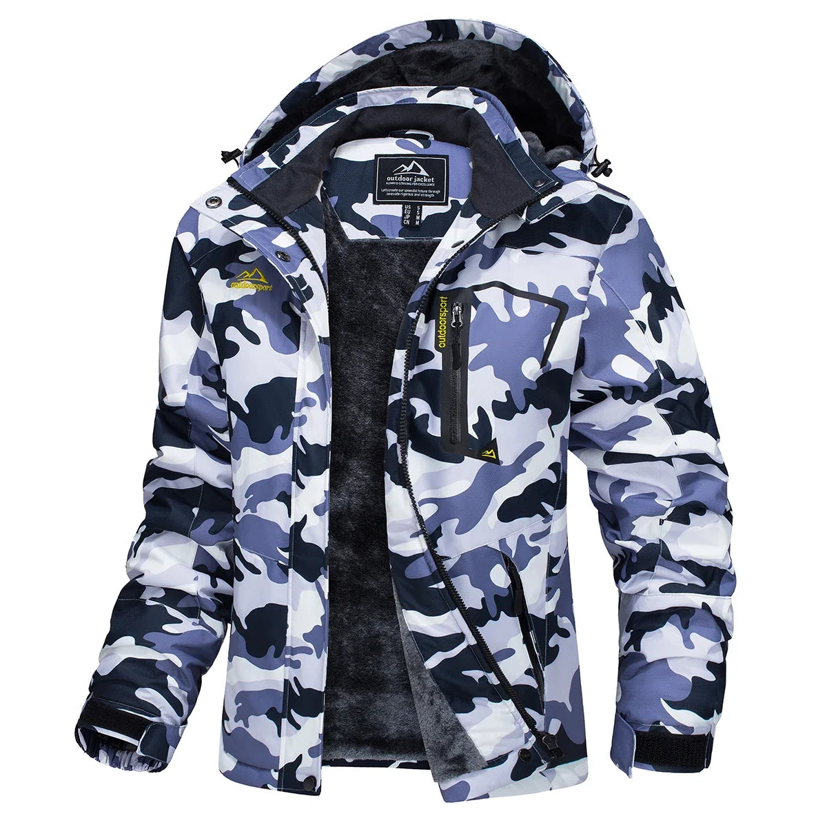 Parka impermeable forrada de forro polar para mujer con capucha integrada