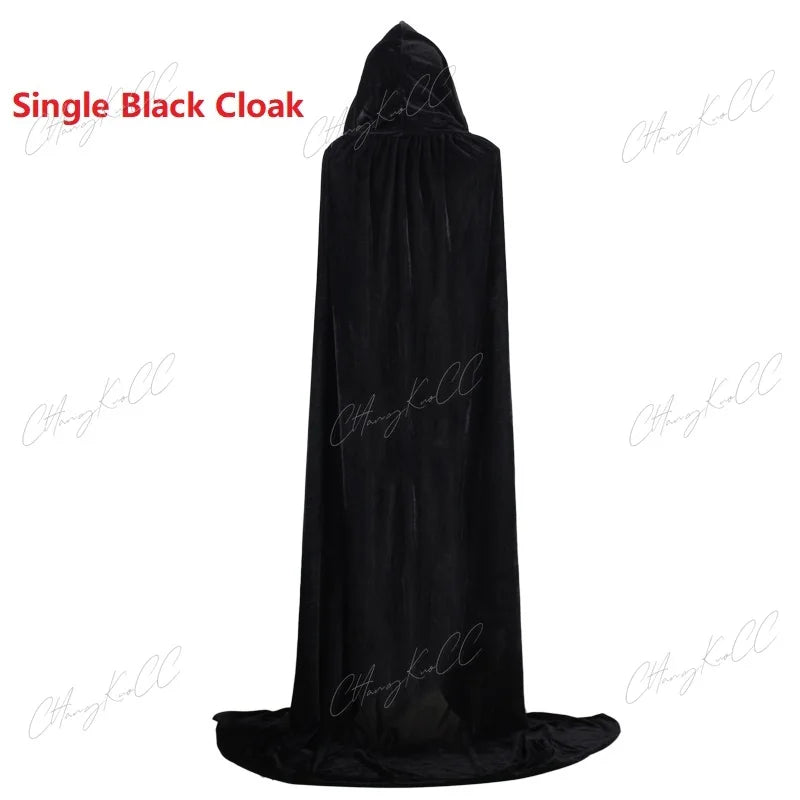Velvet Hooded Cape Unisex Halloween Cosplay Witch Costume