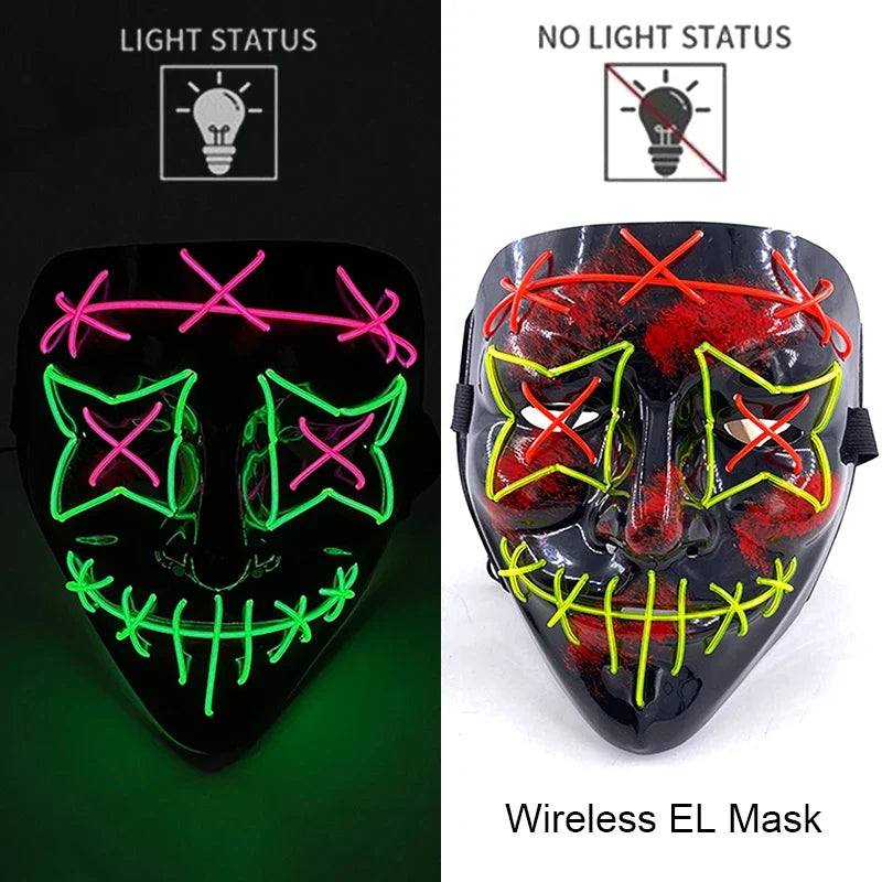 Light-Up LED Halloween Mask Unisex Cosplay Costume Party