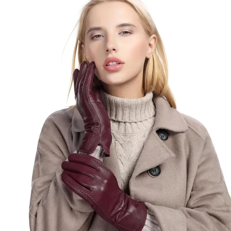 Women's Warm Leather Winter Gloves