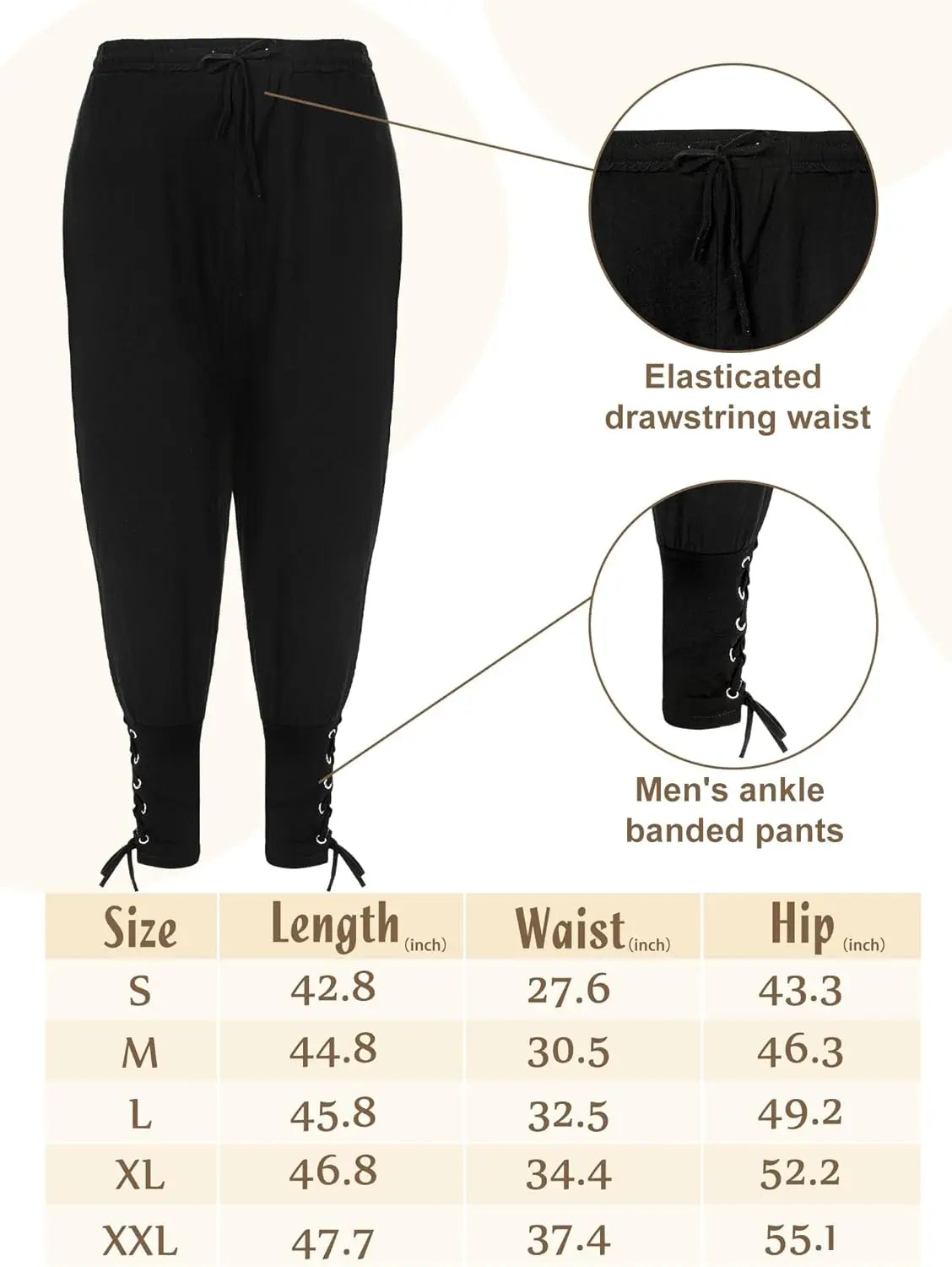 Homme Ensemble Chemise Pantalon Médiéval Halloween Cosplay Ceinture Viking
