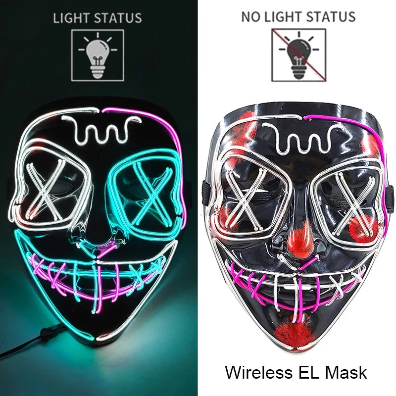 Light-Up LED Halloween Mask Unisex Cosplay Costume Party