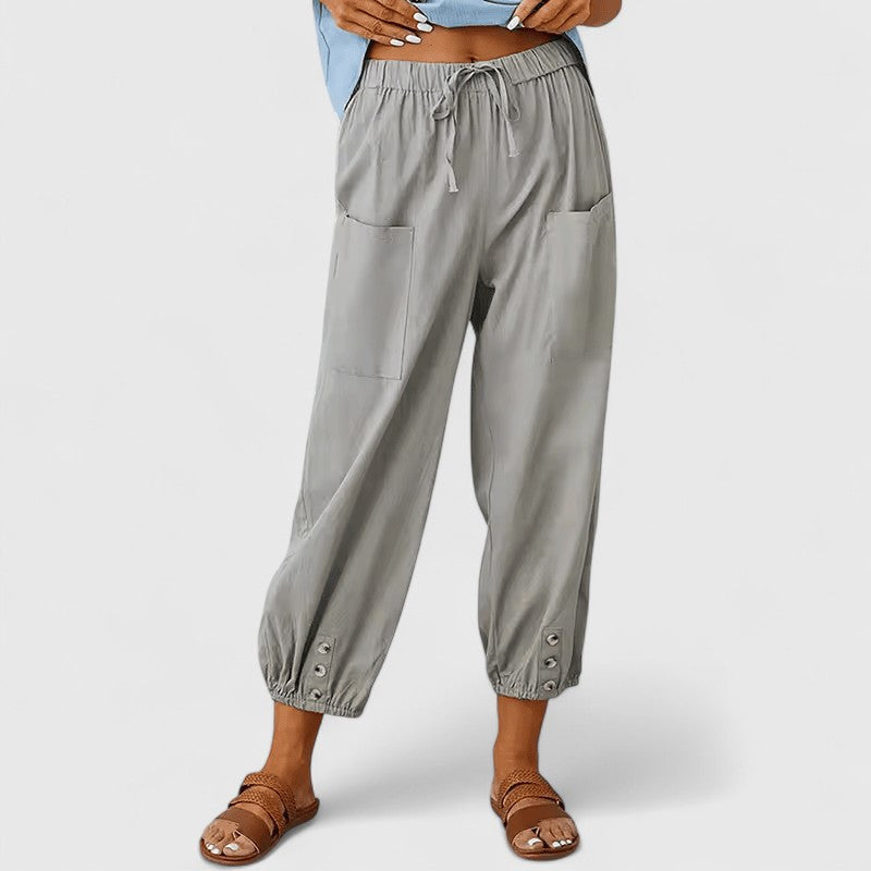 Women's Wide-Leg Pants Linen-Cotton Blend