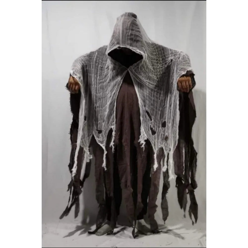 Frayed Ghost Cape with Hood Unisex Halloween Horror Cosplay