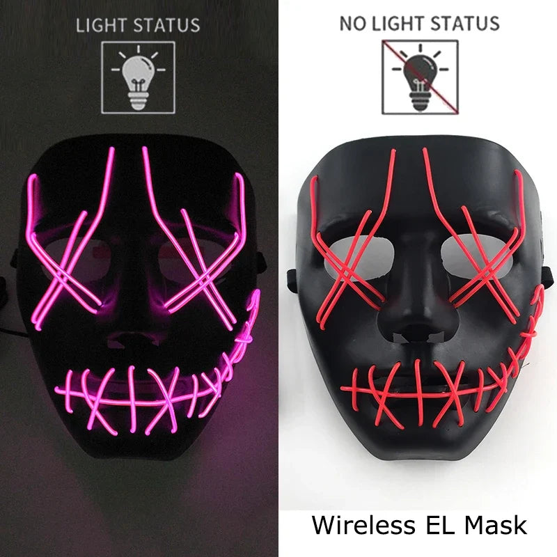 Light-Up LED Halloween Mask Unisex Cosplay Costume Party
