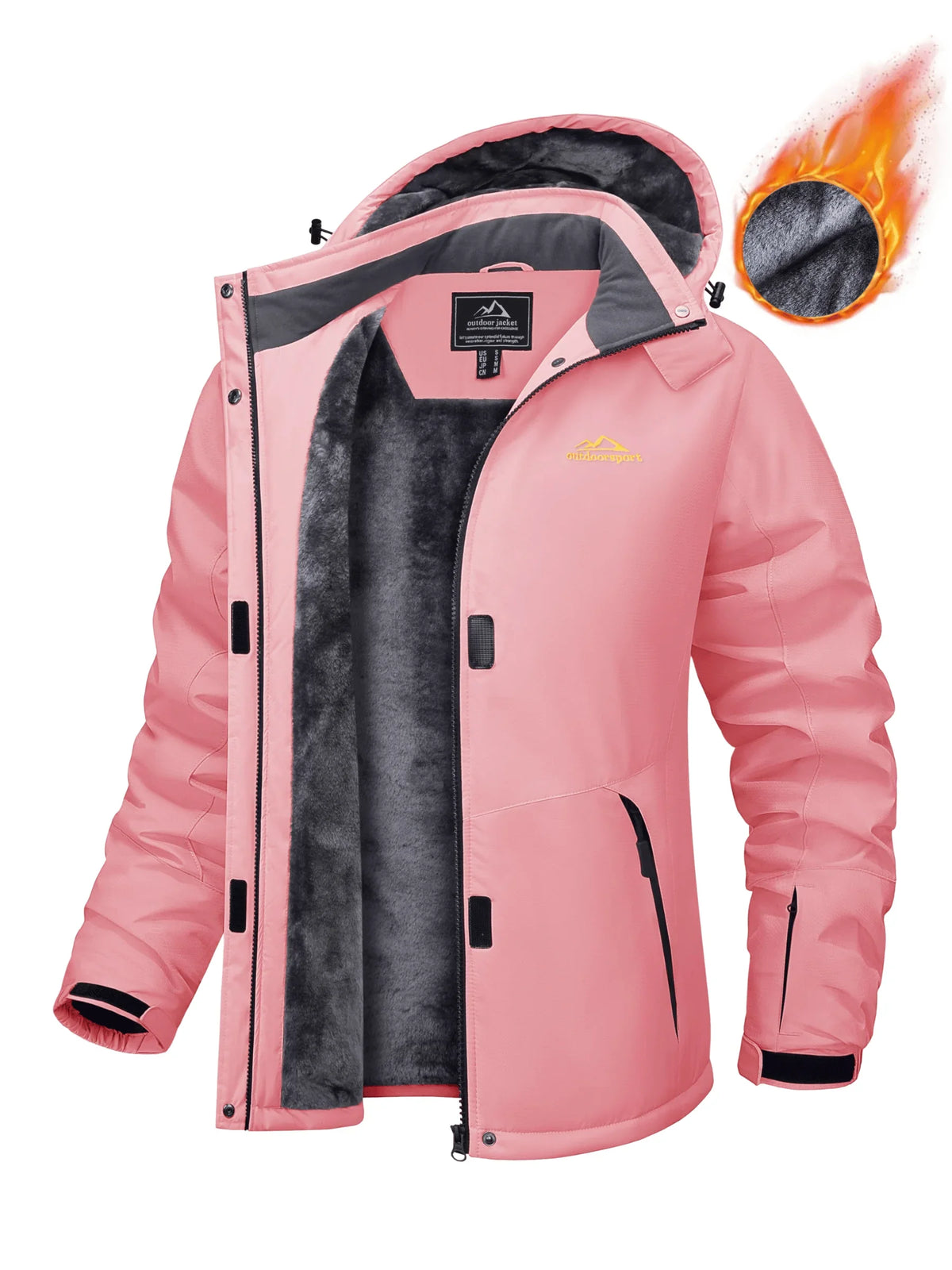 Parka impermeable para mujer con capucha y forro polar