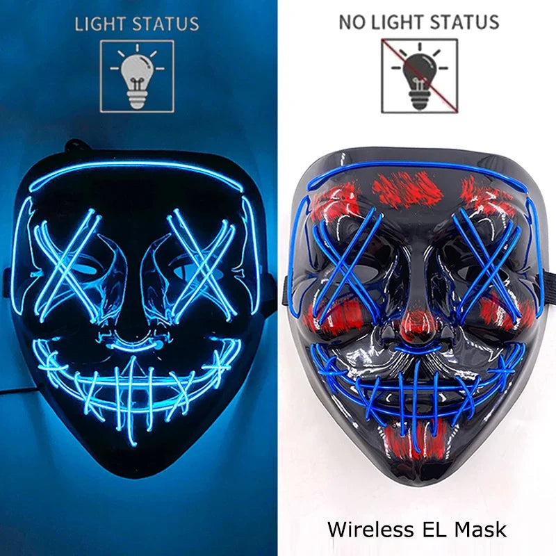 Light-Up LED Halloween Mask Unisex Cosplay Costume Party