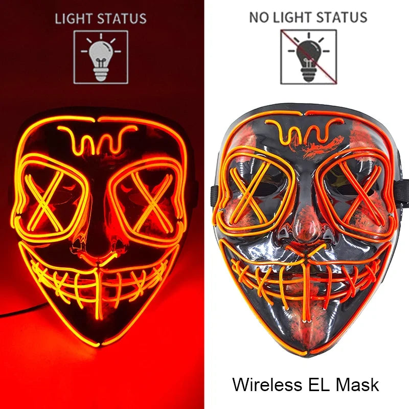Light-Up LED Halloween Mask Unisex Cosplay Costume Party