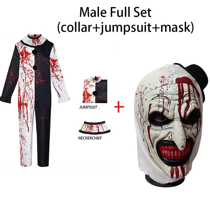 Bloody Clown Costume Men's & Women's Halloween Horror Carnival