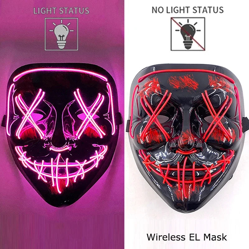 Light-Up LED Halloween Mask Unisex Cosplay Costume Party