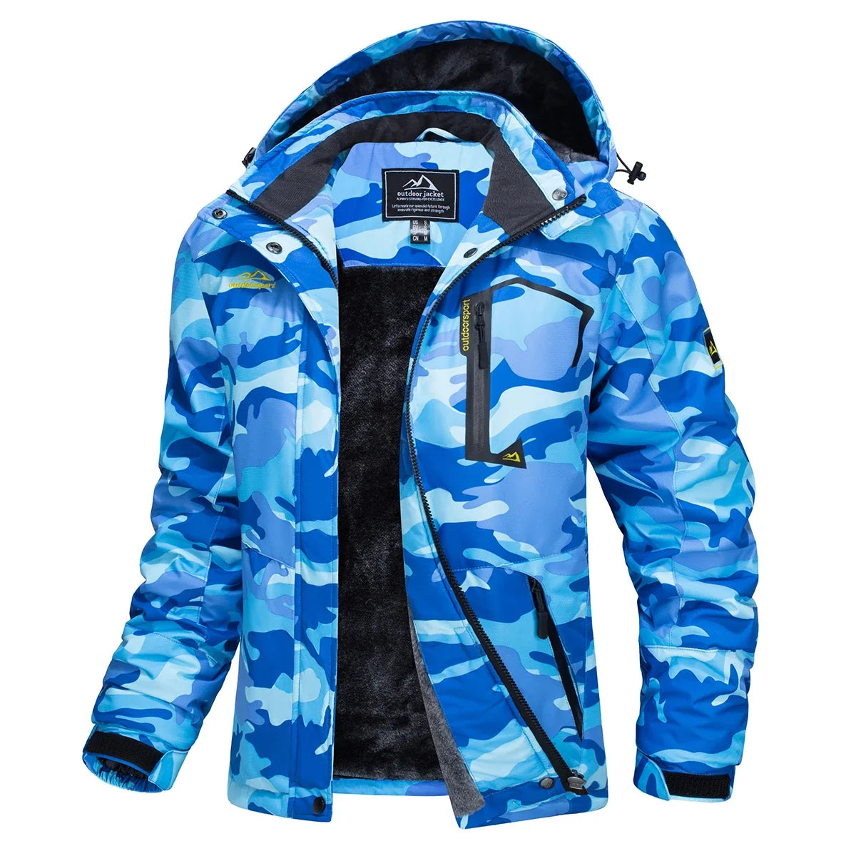 Parka impermeable forrada de forro polar para mujer con capucha integrada