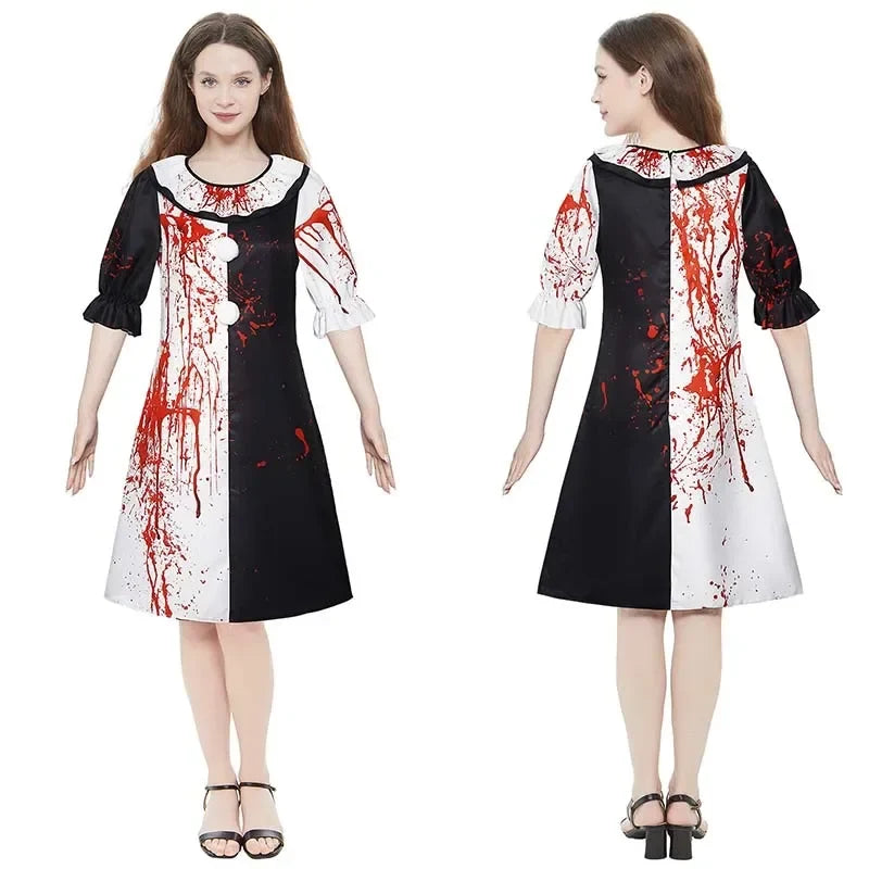 Bloody Clown Costume Men's & Women's Halloween Horror Carnival