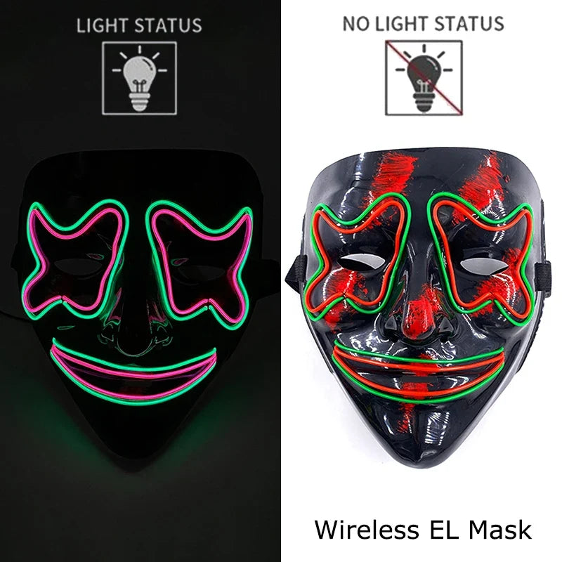 Light-Up LED Halloween Mask Unisex Cosplay Costume Party