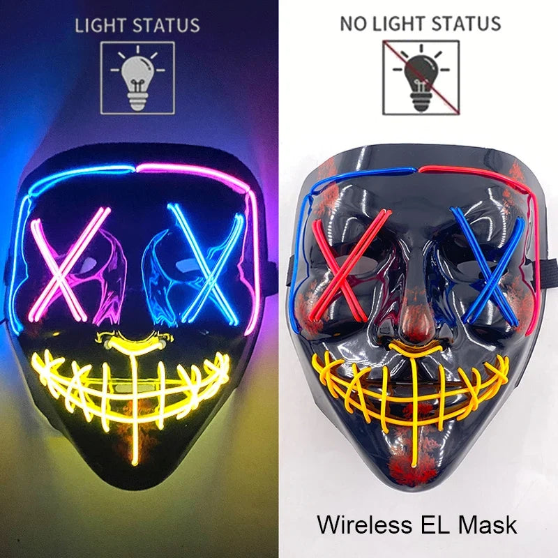 Light-Up LED Halloween Mask Unisex Cosplay Costume Party