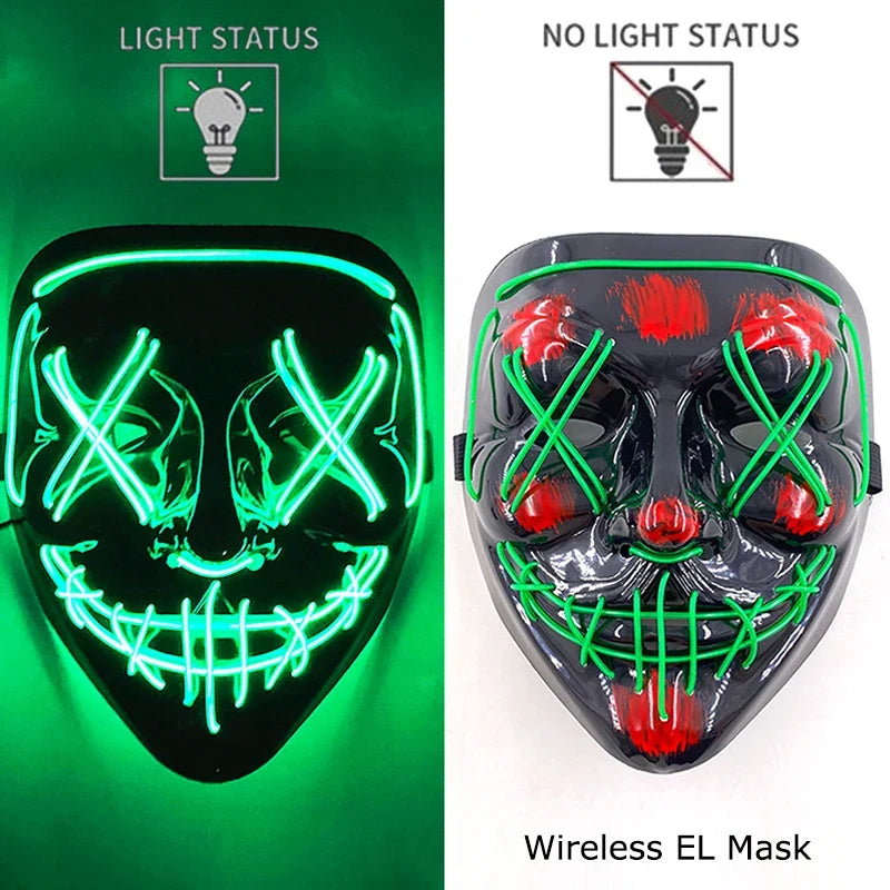 Light-Up LED Halloween Mask Unisex Cosplay Costume Party