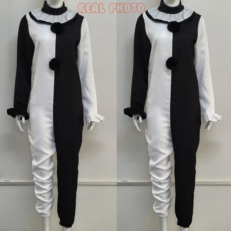Scary Clown Costume Jumpsuit & Mask Unisex Halloween Cosplay