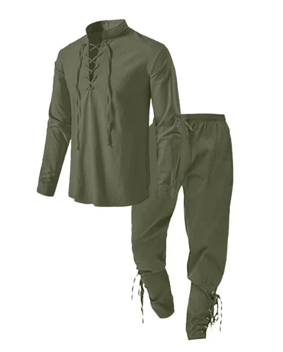 Medieval Pirate Shirt & Trousers Set Men's Halloween Cosplay