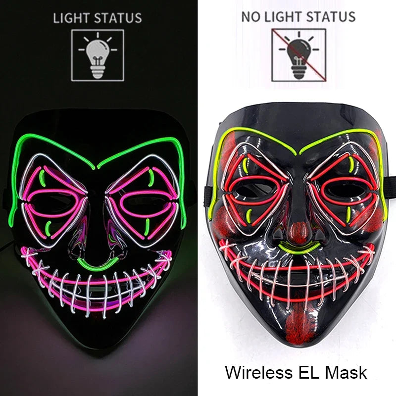 Light-Up LED Halloween Mask Unisex Cosplay Costume Party