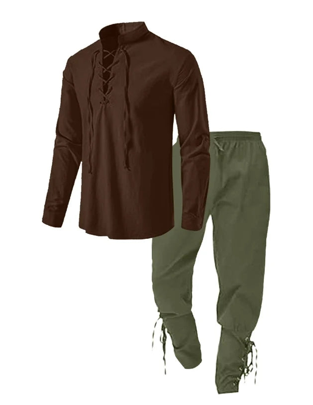 Medieval Pirate Shirt & Trousers Set Men's Halloween Cosplay