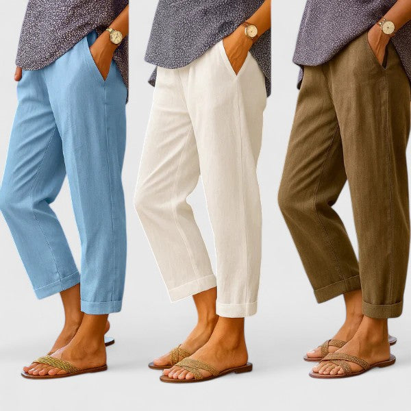 Women's Wide-Leg Pants Linen side pockets