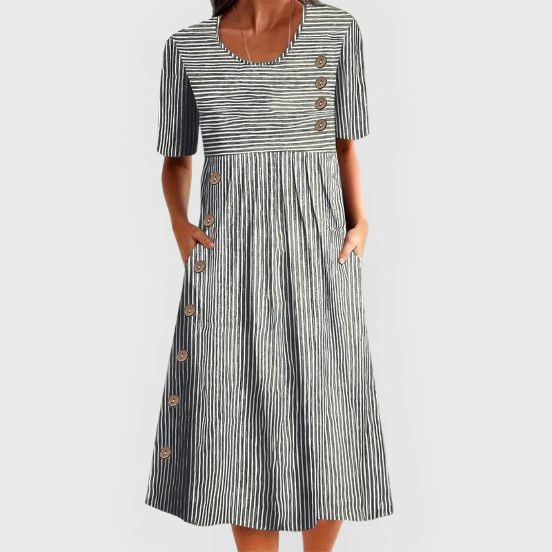 Women's Midi Dress vertical stripe pattern